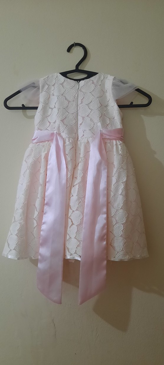 Kız Çocuk Dantelli Pudra Elbise - Görsel 3