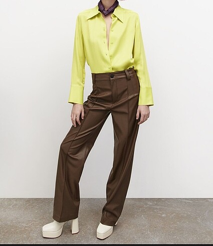 Zara Straight leg suni deri pantolon