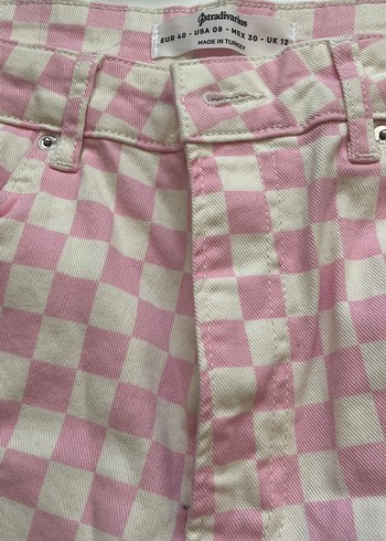 Stradivarius Pembe Kareli jean