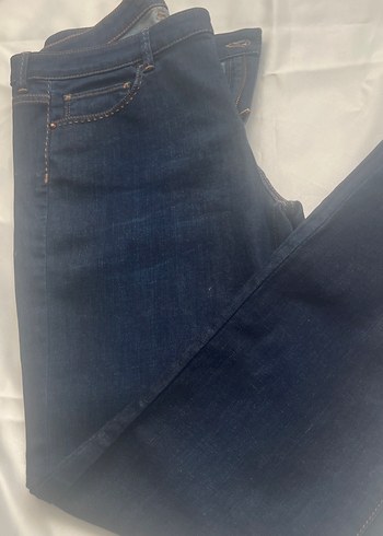 42 Beden Lacivert Kadın Denim Midi Boy Jean