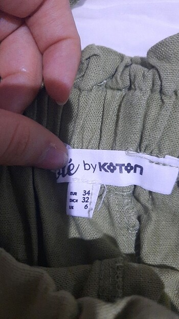34 Beden Koton haki keten şort