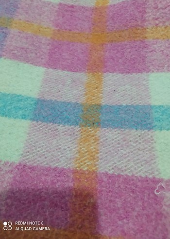 Pastel Renkli Ekose Desenli  çift taraflı battaniye - Görsel 5
