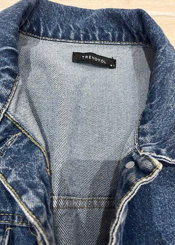 Trendyol & Milla Düğmeli Gri Mavi Kadın Denim Ceket