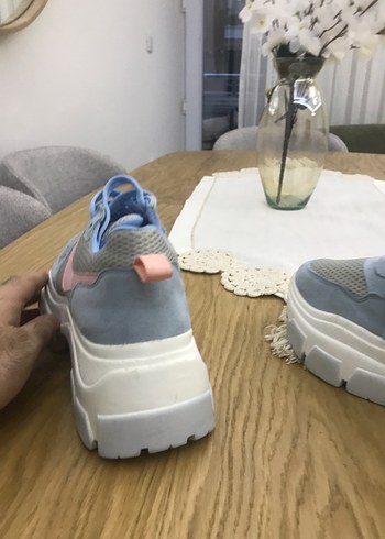 Mavi Pembe Bağcıklı Platform Spor Ayakkabı - Görsel 11