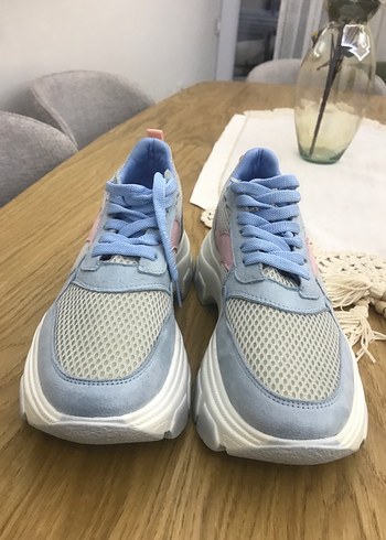 Mavi Pembe Bağcıklı Platform Spor Ayakkabı - Görsel 14