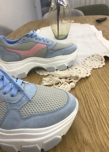 Mavi Pembe Bağcıklı Platform Spor Ayakkabı - Görsel 5