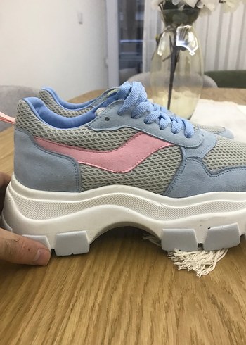 Mavi Pembe Bağcıklı Platform Spor Ayakkabı - Görsel 2