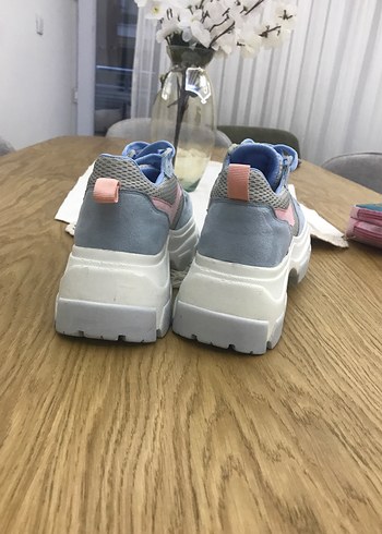 Mavi Pembe Bağcıklı Platform Spor Ayakkabı - Görsel 6