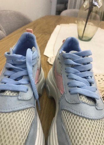 Mavi Pembe Bağcıklı Platform Spor Ayakkabı - Görsel 16