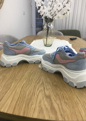 Mavi Pembe Bağcıklı Platform Spor Ayakkabı - Görsel 8