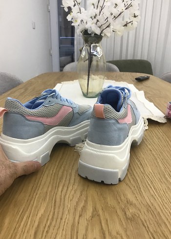 Mavi Pembe Bağcıklı Platform Spor Ayakkabı - Görsel 7