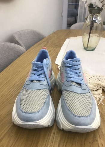 Mavi Pembe Bağcıklı Platform Spor Ayakkabı - Görsel 15