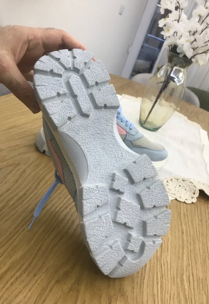 Mavi Pembe Bağcıklı Platform Spor Ayakkabı - Görsel 3