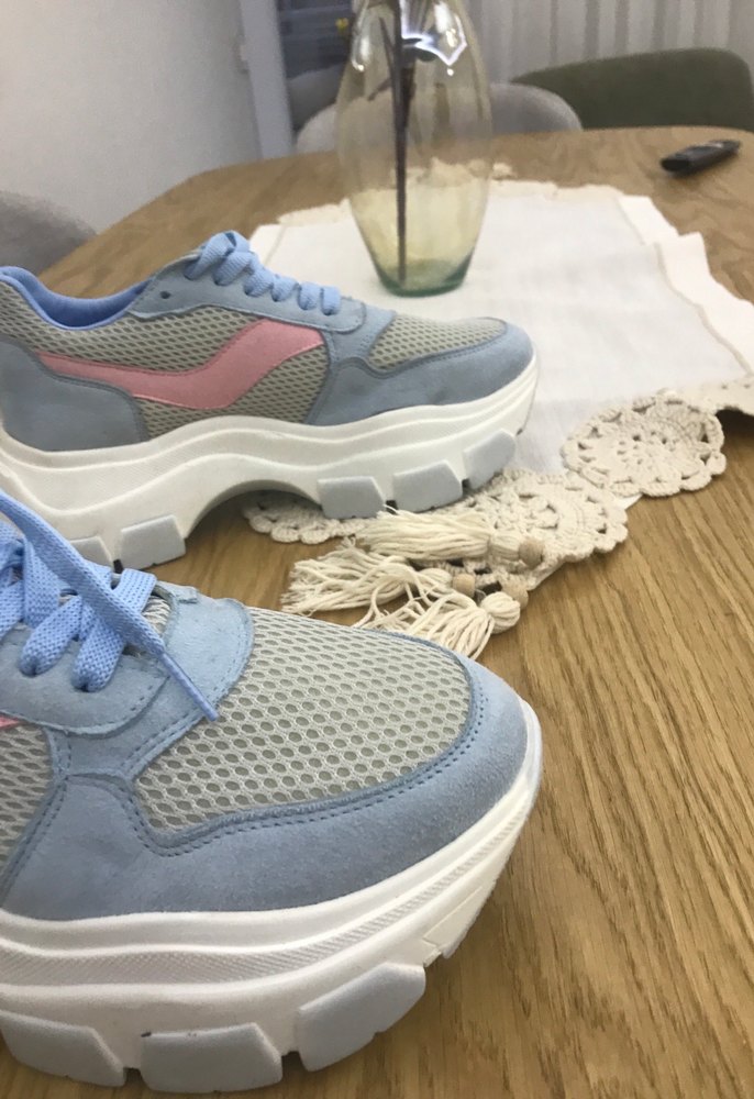 Mavi Pembe Bağcıklı Platform Spor Ayakkabı - Görsel 5