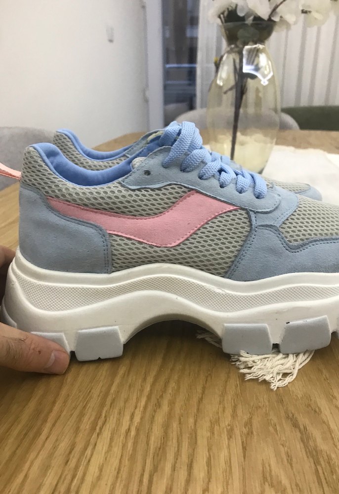 Mavi Pembe Bağcıklı Platform Spor Ayakkabı - Görsel 2