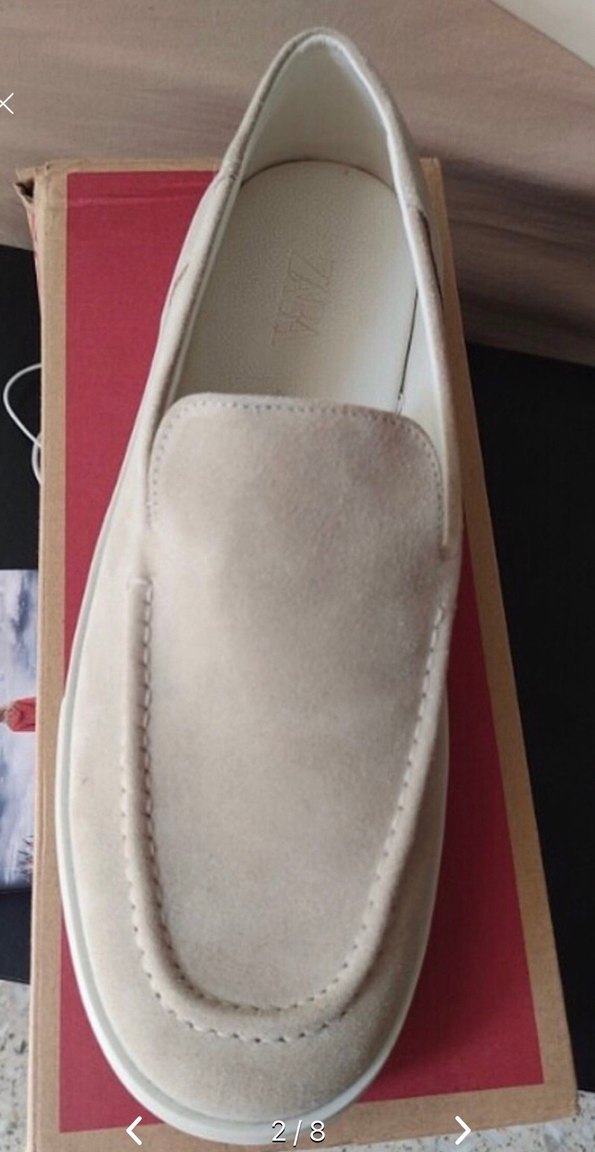 Orijinal Zara Bej Süet Erkek Loafer Ayakkabı - Görsel 2