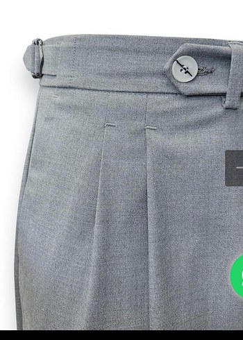 Erkek Gri Pileli Old Money Kumaş Pantolon - Görsel 2