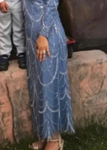 Mavi İnci Uzun Tesettür Abiye - Görsel 7