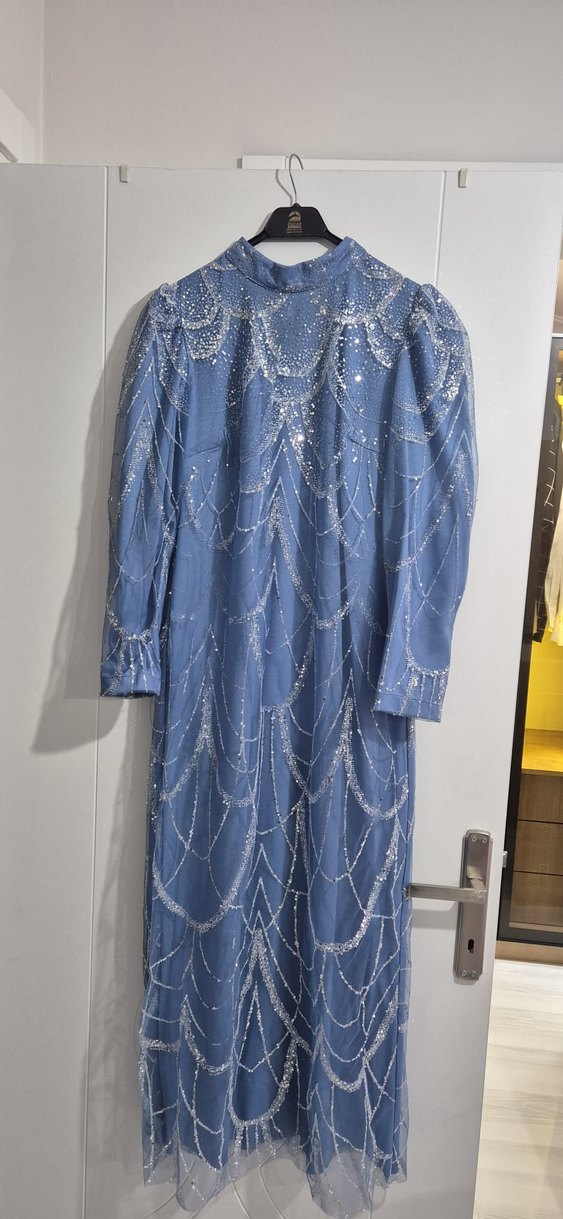 Mavi İnci Uzun Tesettür Abiye - Görsel 4