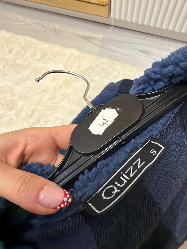 Mavi Peluş Ekose Ceket — görsel 3/4
