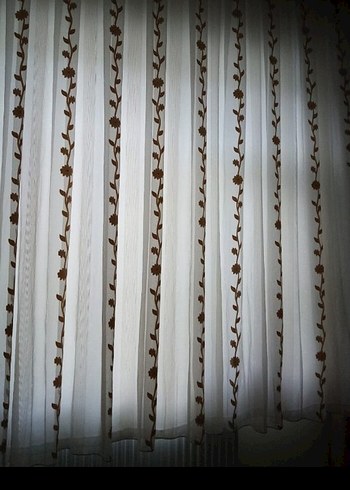 Bej Nakışlı tül perde yepyeni - Görsel 3