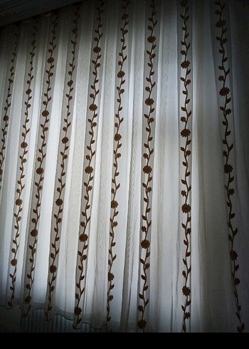 Bej Nakışlı tül perde yepyeni - Görsel 6