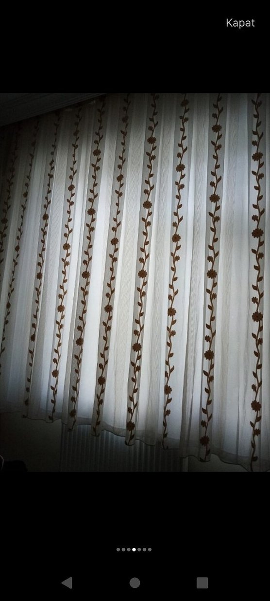 Bej Nakışlı tül perde yepyeni - Görsel 2