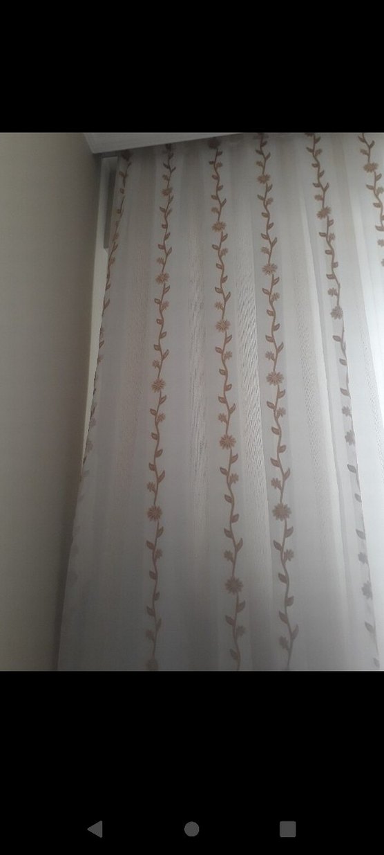 Bej Nakışlı tül perde yepyeni - Görsel 4