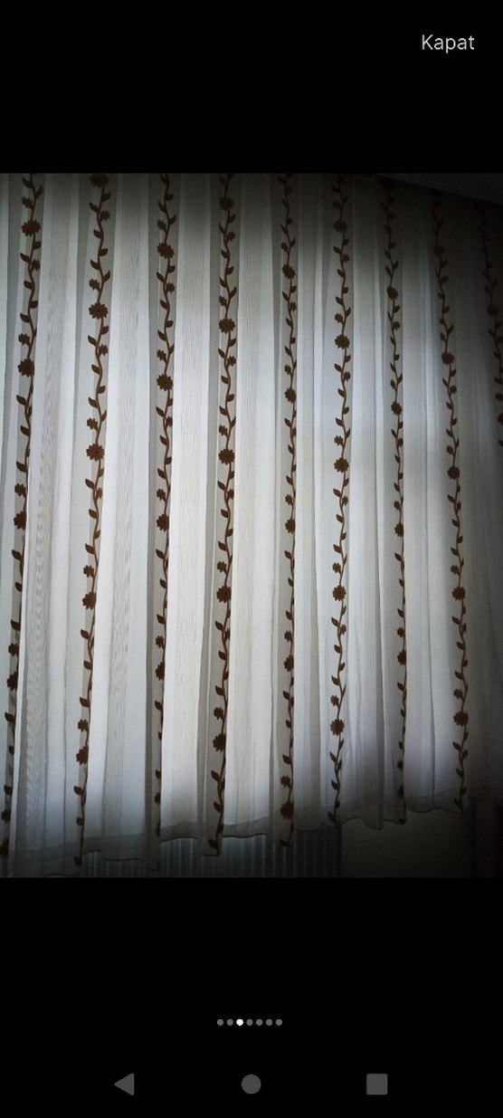 Bej Nakışlı tül perde yepyeni - Görsel 3