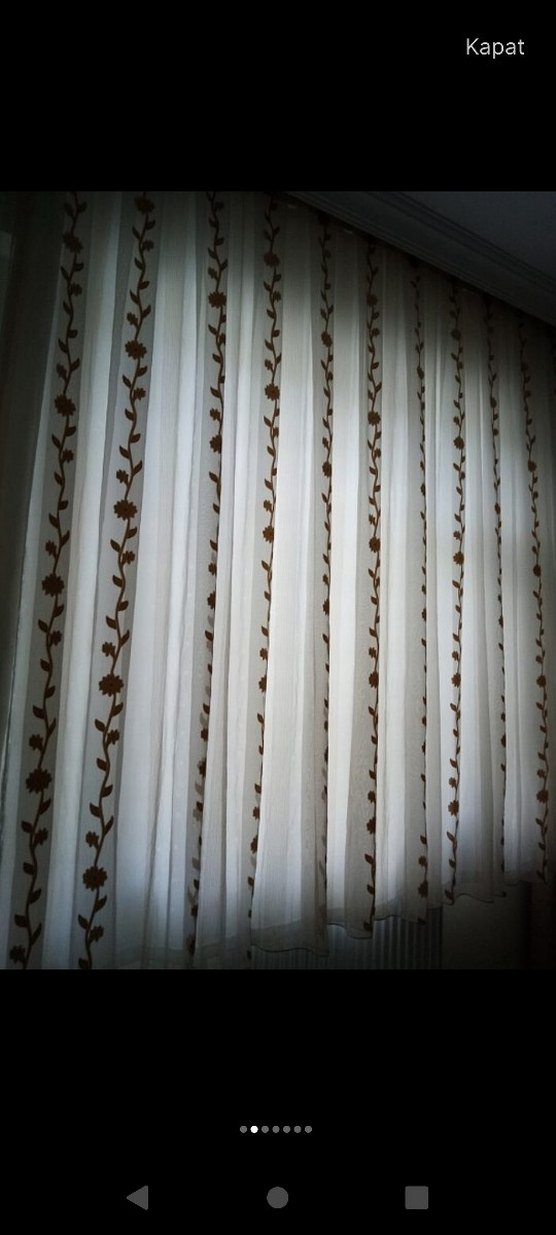 Bej Nakışlı tül perde yepyeni - Görsel 5