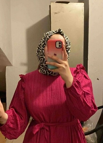 40 Beden pembe Renk Fuşya uzun elbise