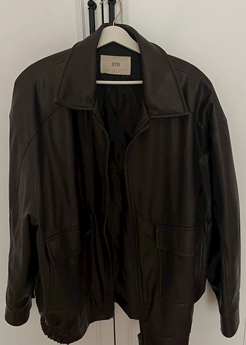 Stradivarius Deri Kadın Ceket - Görsel 4