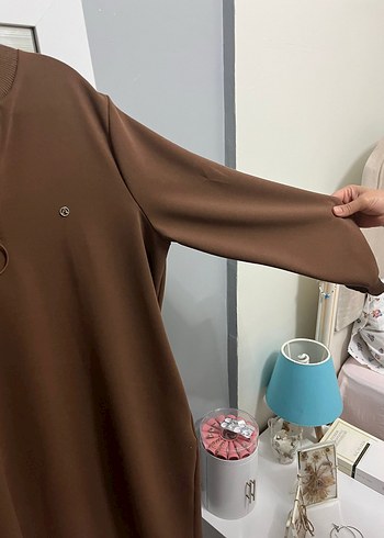 Armine Düğmeli Kahverengi Uzun Kollu Tunik