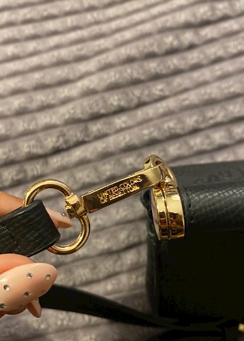 Benetton Benetton Zincir Detaylı Siyah Deri Kadın Çanta