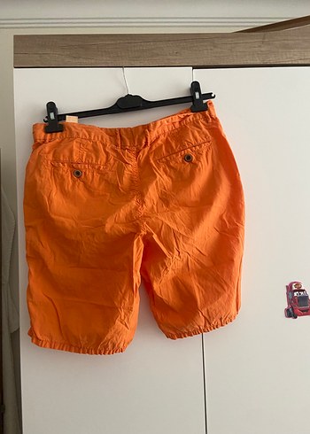 Mudo Turuncu Kemerli Rahat Keten Mini Şort