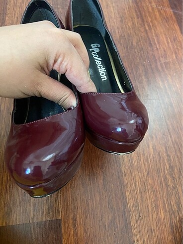 Bordo topuklu ayakkabı - Görsel 5