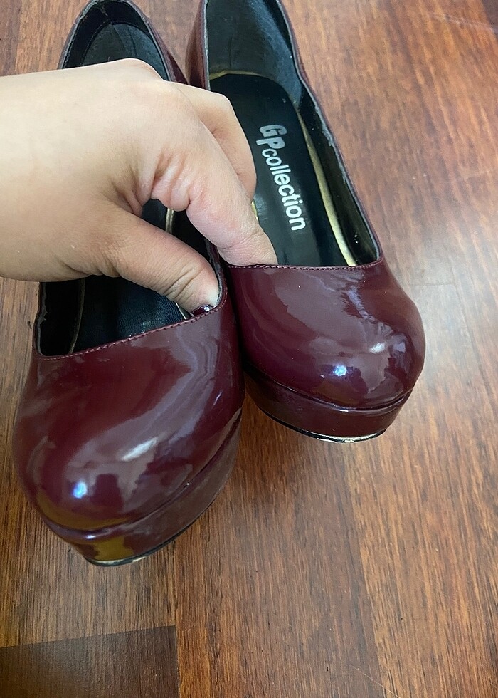 Bordo topuklu ayakkabı - Görsel 5