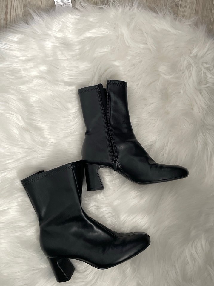 Pull&Bear Kalın Topuklu Streç Deri Bot - Görsel 5