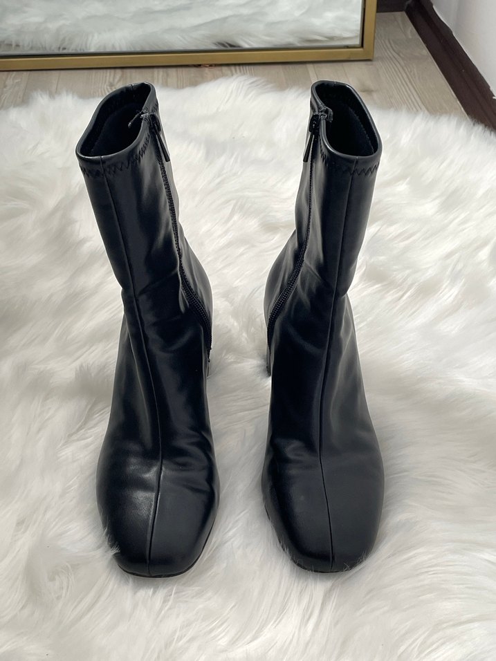 Pull&Bear Kalın Topuklu Streç Deri Bot - Görsel 3