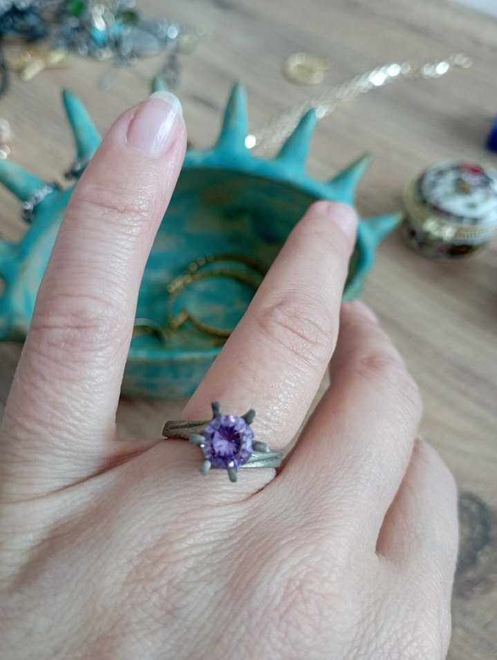 Bohem Zincir Detaylı mor taşlı Yüzük - Görsel 3