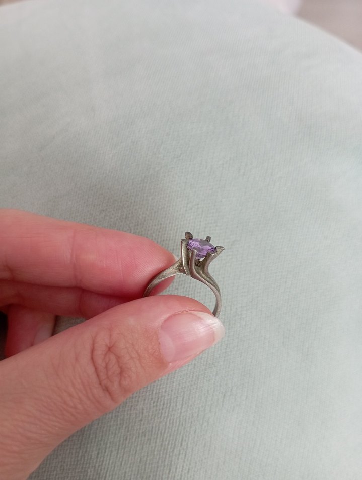 Bohem Zincir Detaylı mor taşlı Yüzük - Görsel 5