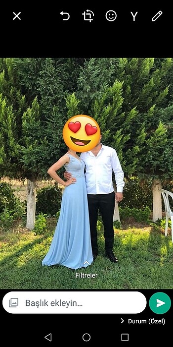 Mavi uzun elbise
