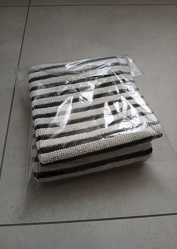 Gri Çizgili Banyo Paspası Seti - Görsel 4