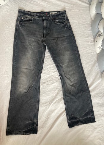 Gri Loose Fit Midi Kadın Jean Pantolon