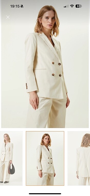 Network taş rengi kruvaze blazer ceket - Görsel 6