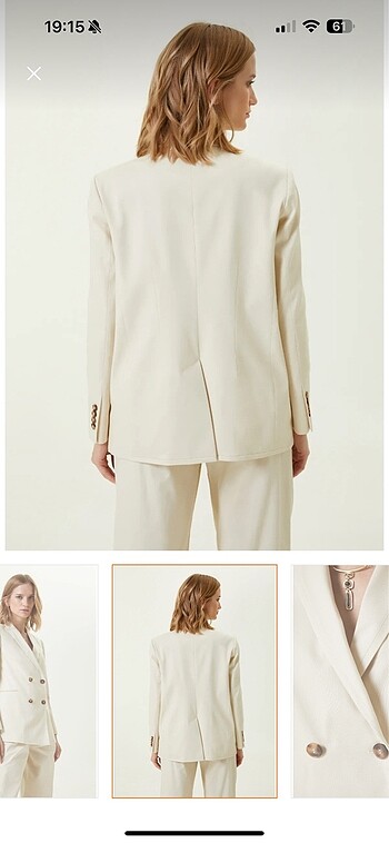 Network taş rengi kruvaze blazer ceket - Görsel 5