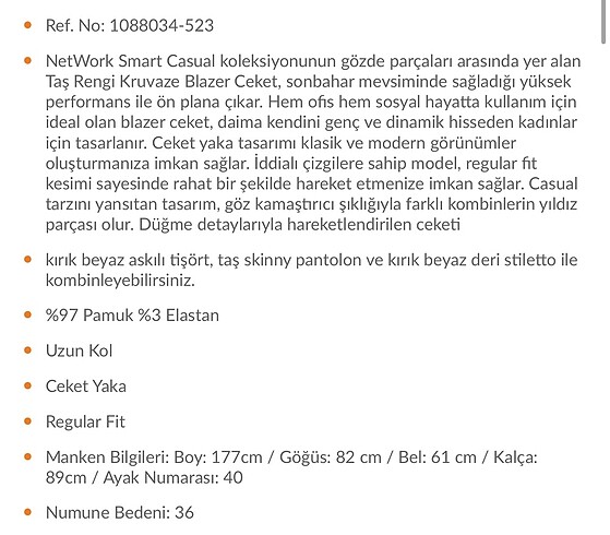 Network taş rengi kruvaze blazer ceket - Görsel 7