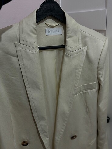 Network taş rengi kruvaze blazer ceket - Görsel 14