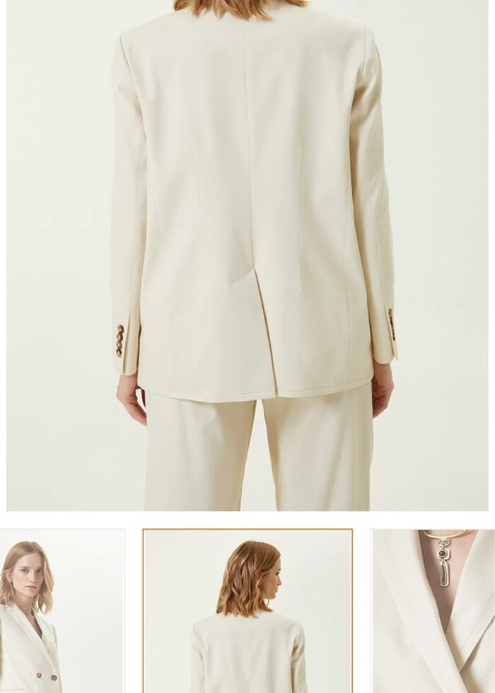Network taş rengi kruvaze blazer ceket - Görsel 5