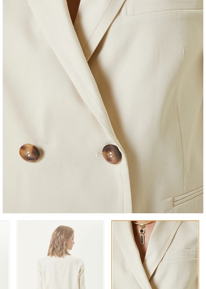Network taş rengi kruvaze blazer ceket - Görsel 4